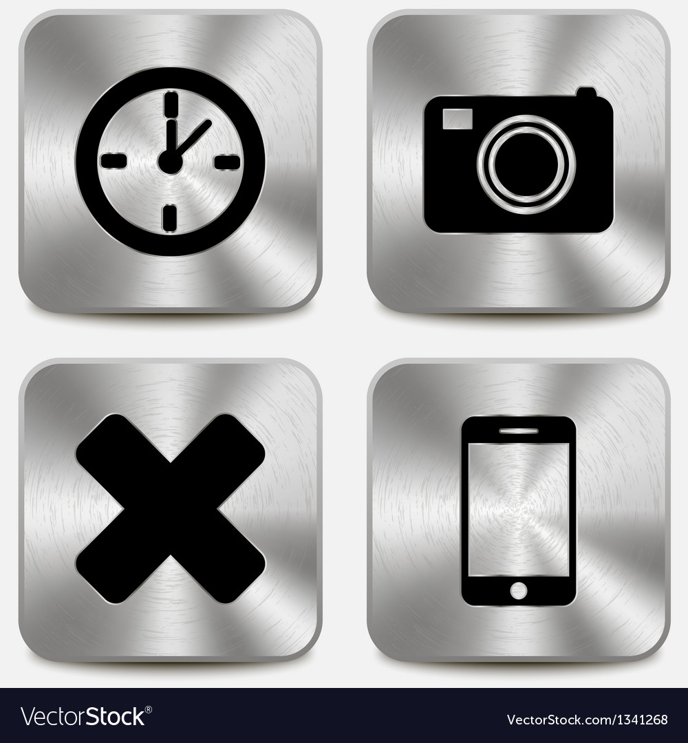 Web icons on metallic buttons set vol 7 Royalty Free Vector