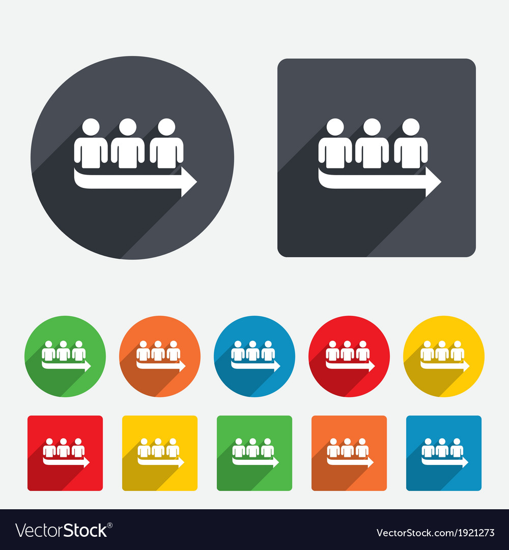 Queue sign icon long turn symbol