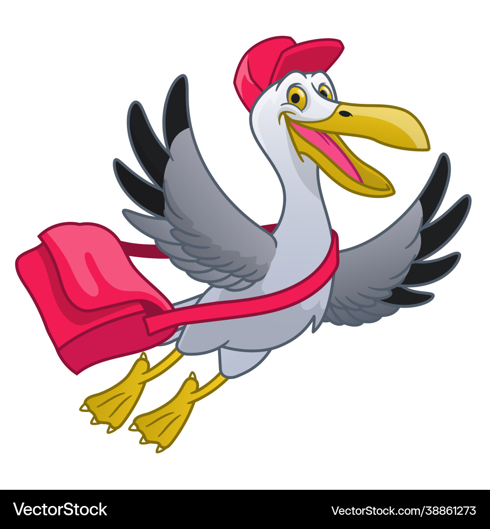Seagull bird cartoon delivery courier worker Vector Image