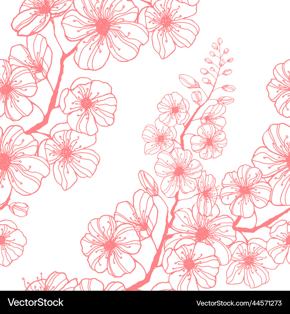 Stock seamless pattern with hand-drawn pink Vector Image