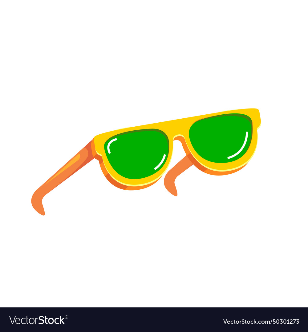 Yellow sunglasses with green lens isolated Vector Image