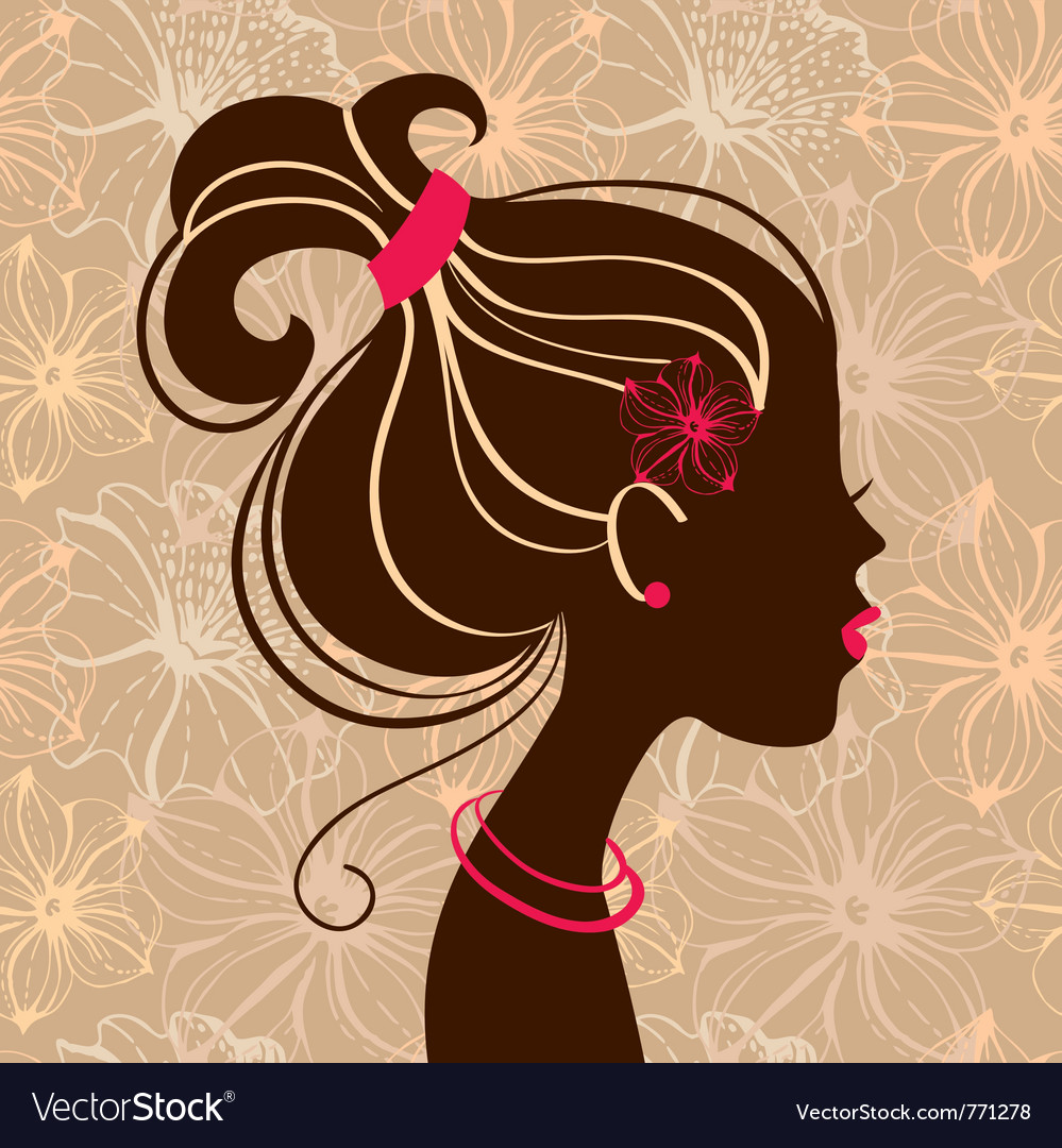 Download Beautiful woman silhouette with flowers Royalty Free Vector