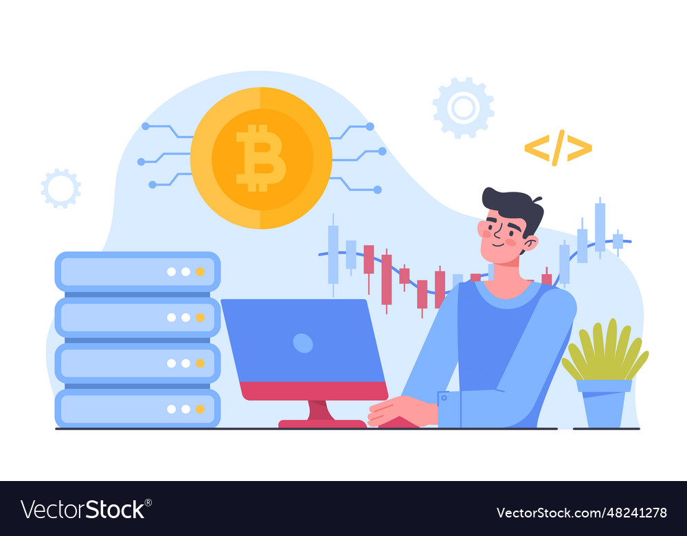 Blockchain developer concept Royalty Free Vector Image