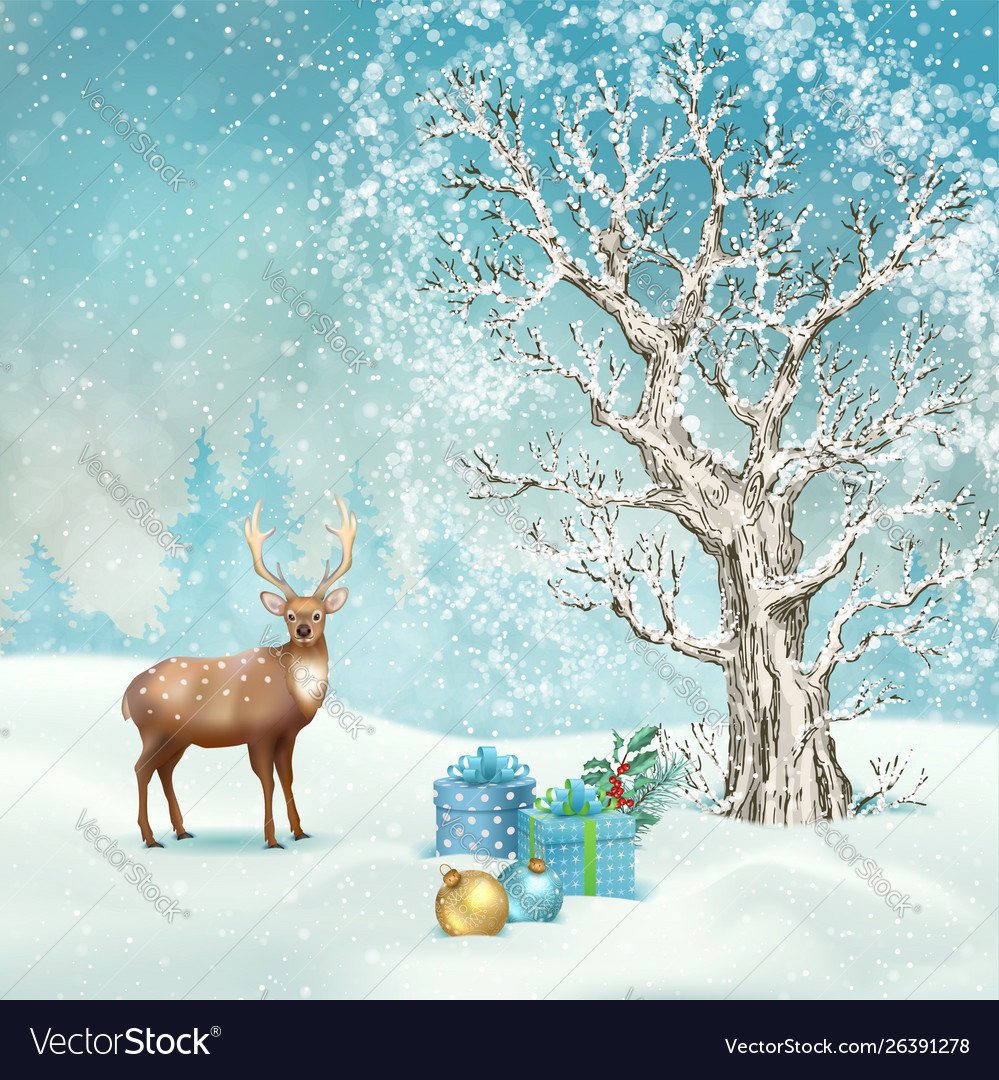 Christmas winter scene Royalty Free Vector Image