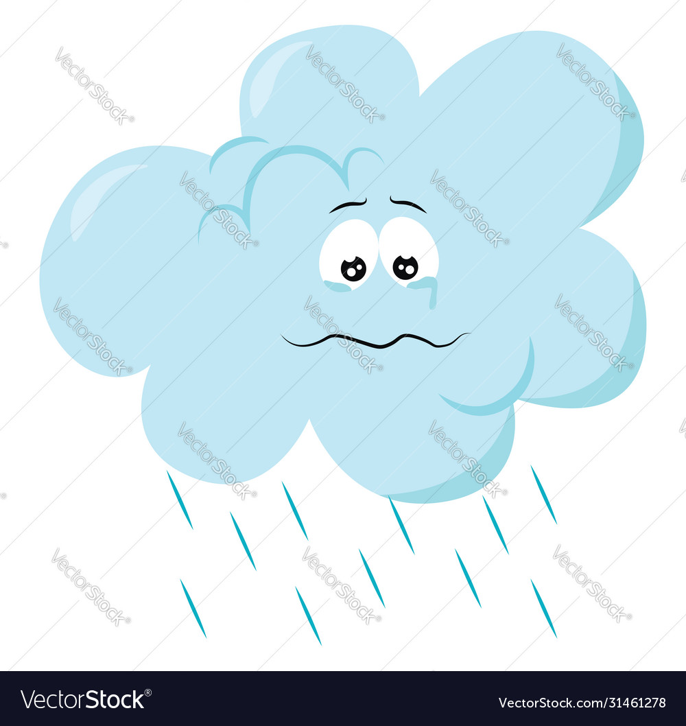 Sad cloud on white background Royalty Free Vector Image