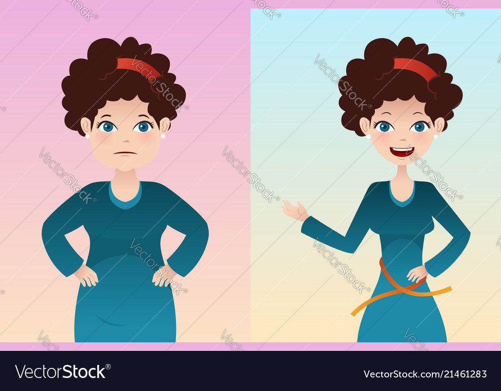 Before and after weight loss Royalty Free Vector Image