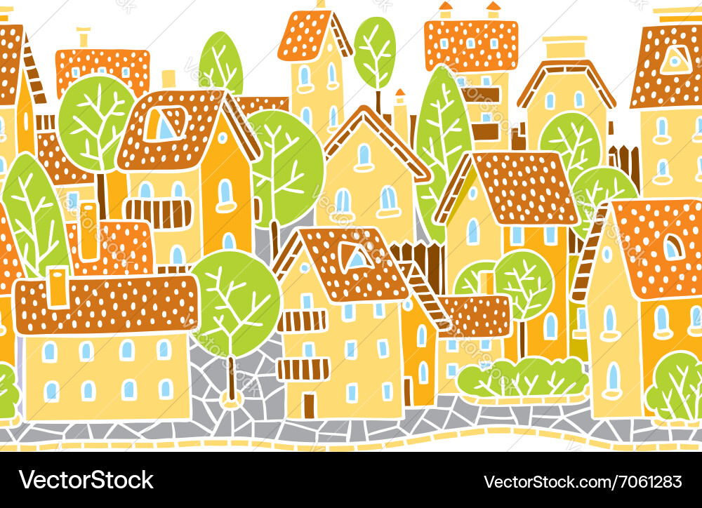 City horizontally seamless pattern with roofs Vector Image