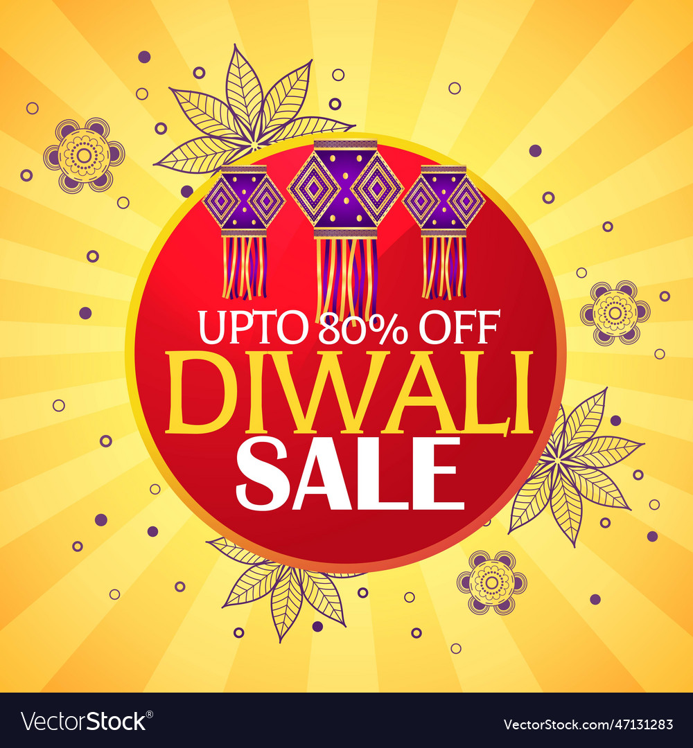 Diwali sale beautiful background with hanging Vector Image