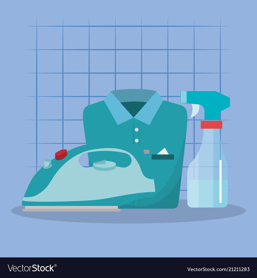 Iron Appliance With Laundry Service Icons Vector Image