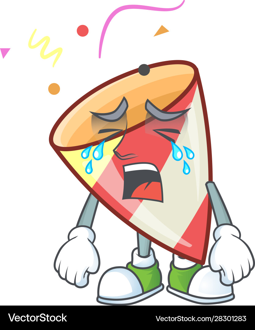 Sad crying exploding confetti cartoon character Vector Image