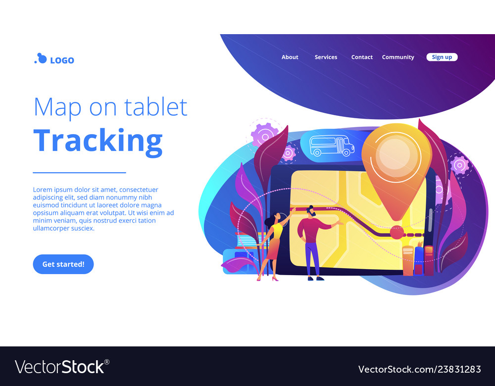 School bus tracking system concept landing page Vector Image