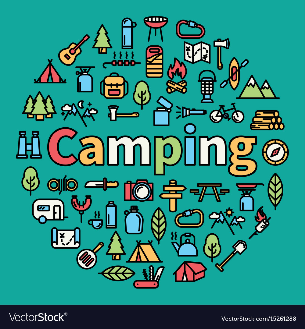 camping-word-with-icons-royalty-free-vector-image