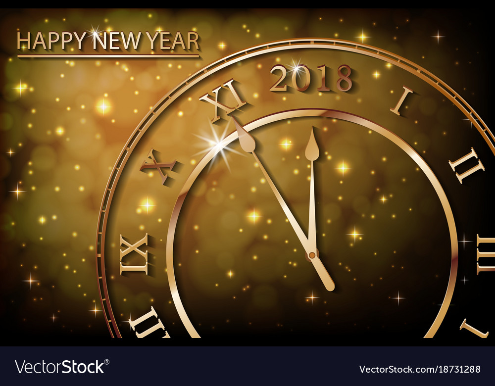 Happy new 2018 year with bokeh and lens flare Vector Image