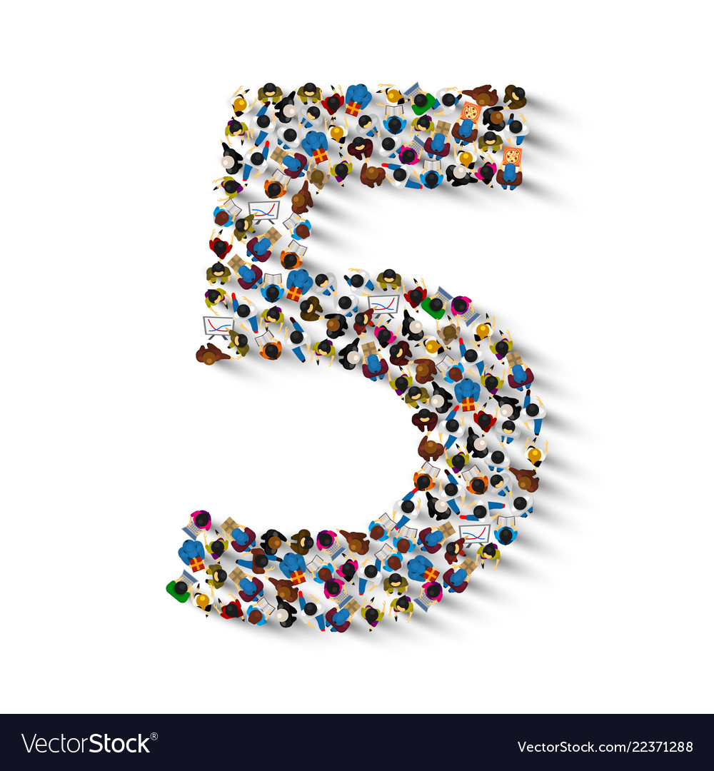 Large group people in number 5 five form Vector Image