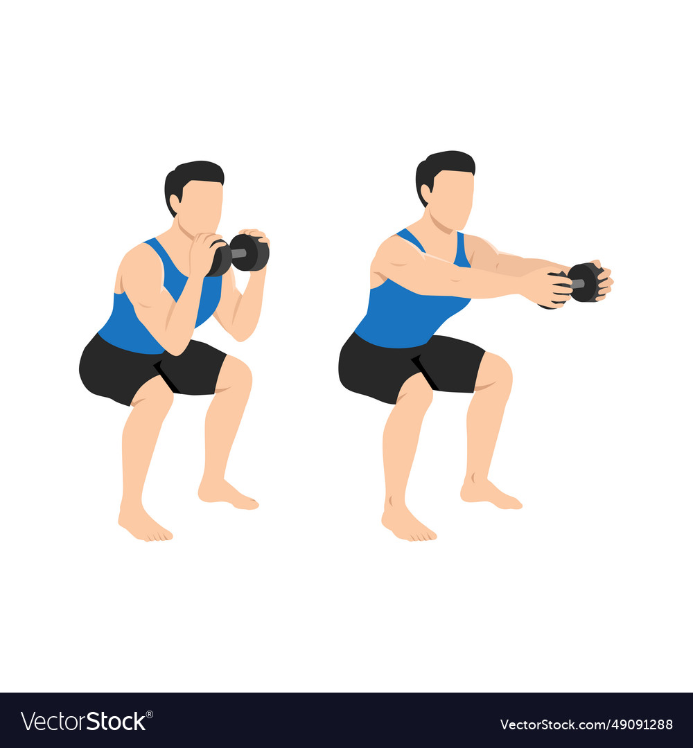 Man Doing Dumbbell Chest Press Squat Exercise Vector Image