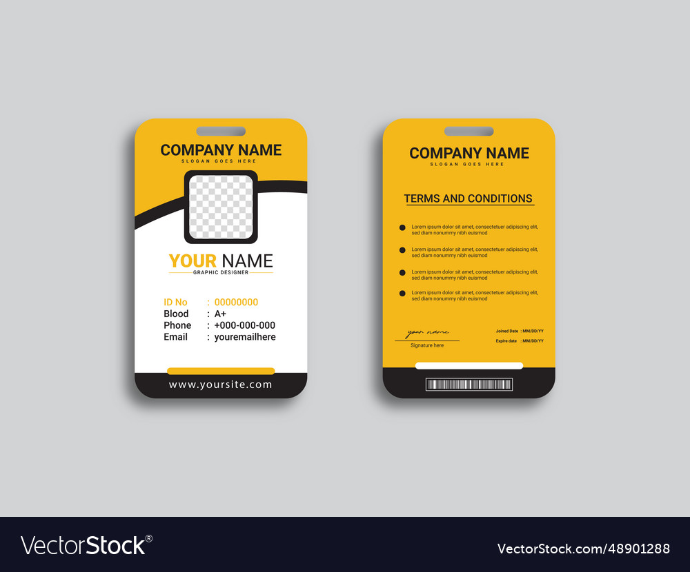 Office employee id card template Royalty Free Vector Image