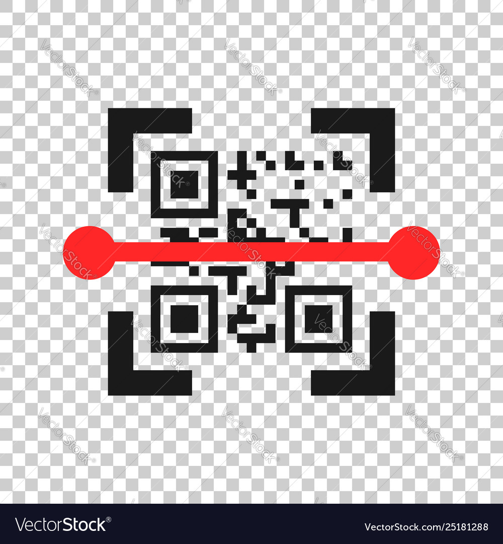 Qr code scan icon in transparent style scanner id