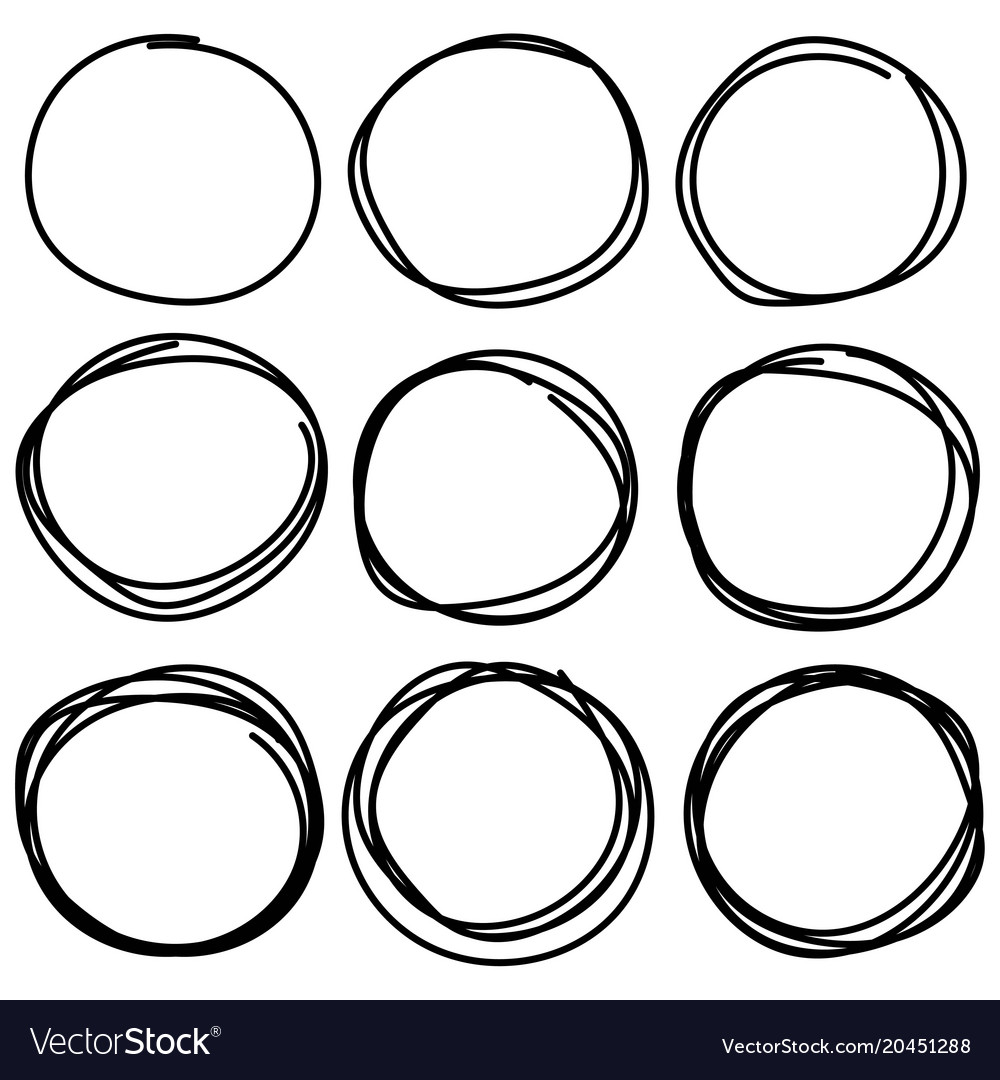 Download Set of hand drawn circle elements Royalty Free Vector Image