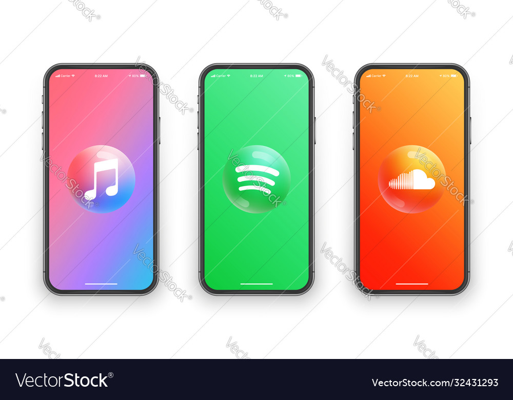 Download Apple Music Spotify Soundcloud Logo On Iphone Vector Image