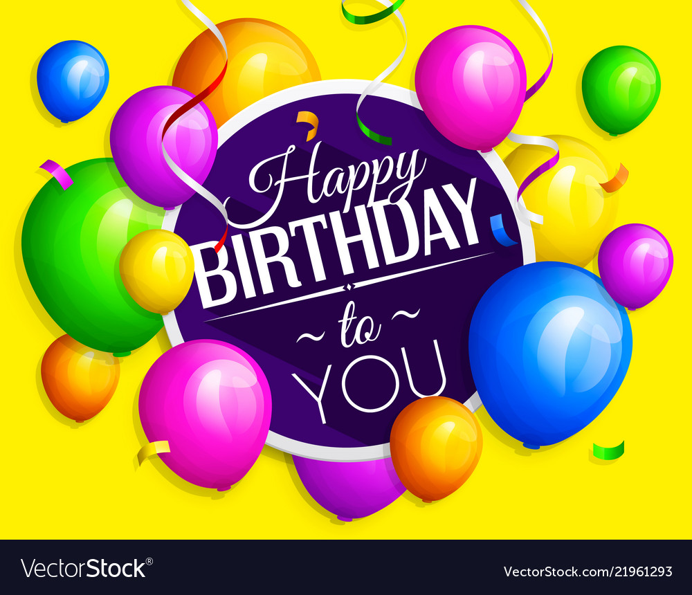 Bunch colorful birthday balloons with streamers Vector Image