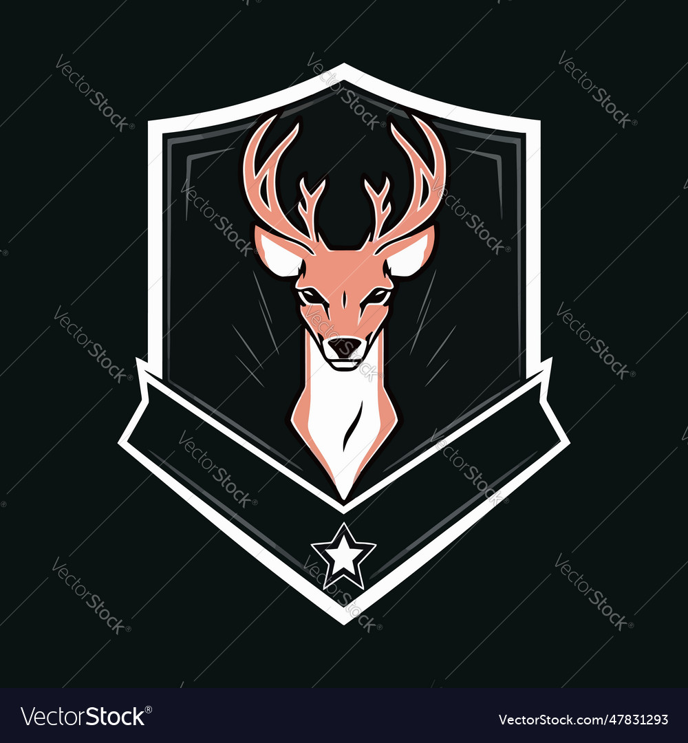 Deer head with horns in a shield isolated Vector Image