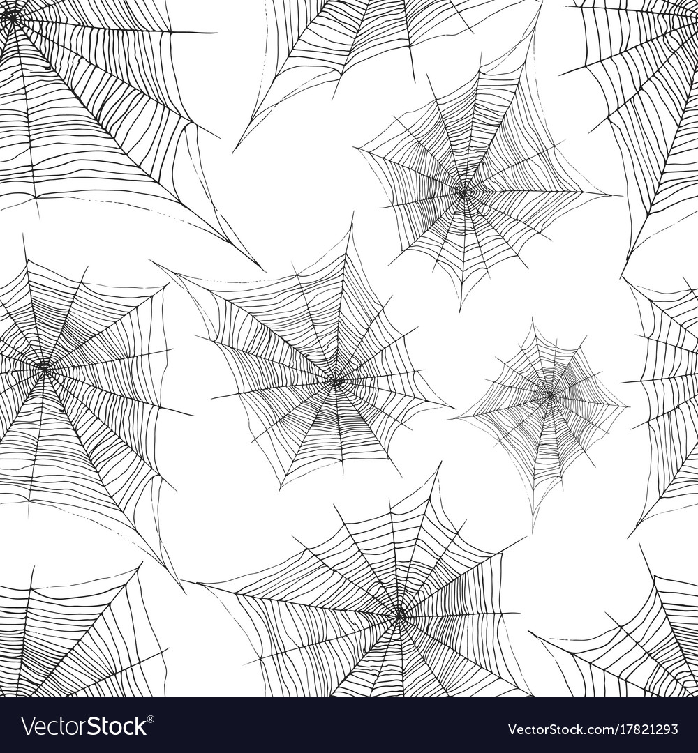 Hand drawing decorative cobweb seamless pattern