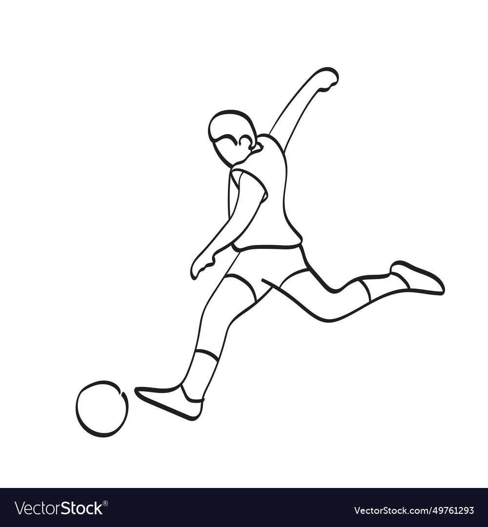 Man kicking soccer ball hand drawn Royalty Free Vector Image