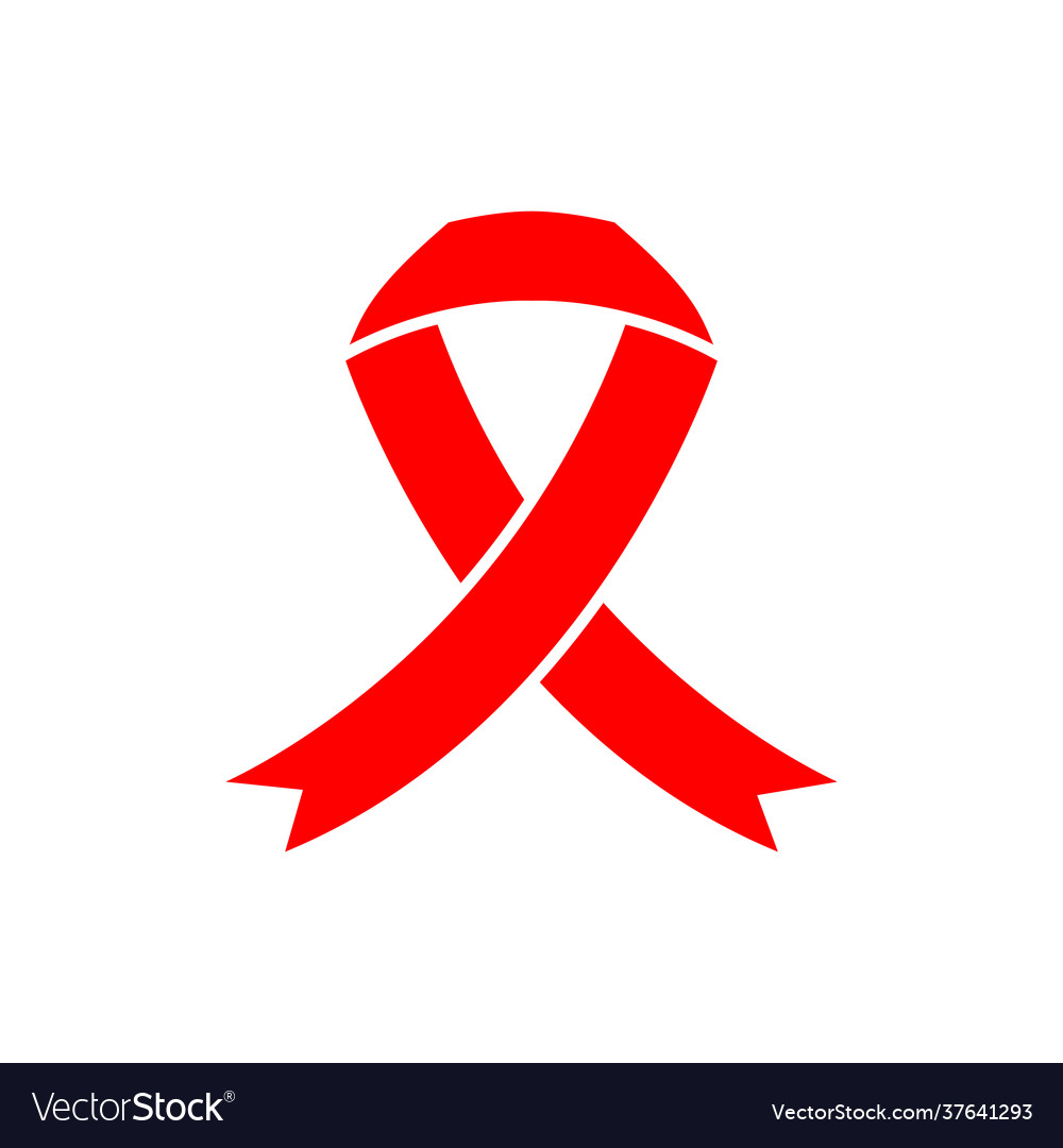 Red ribbon breast cancer awareness flat Royalty Free Vector