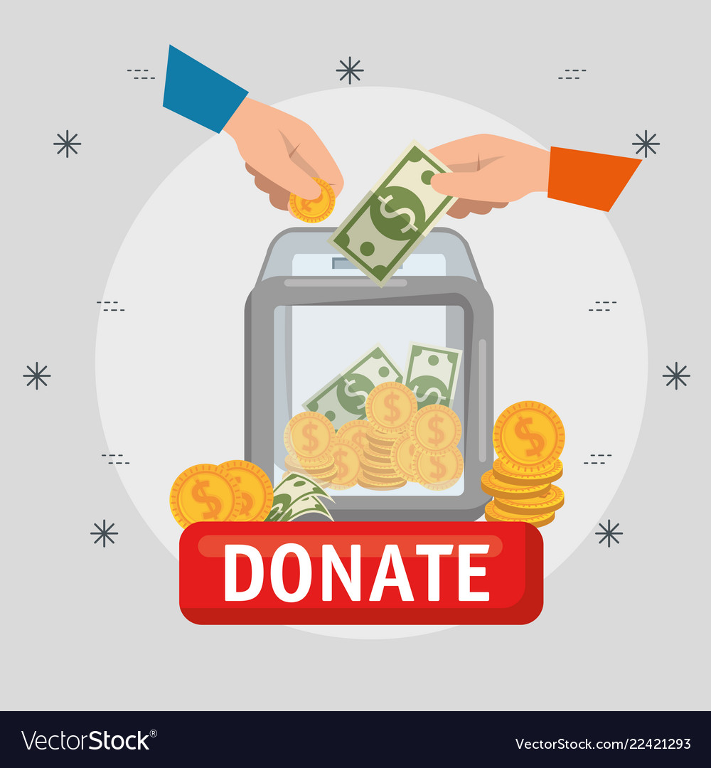 Urn with money charity donation Royalty Free Vector Image