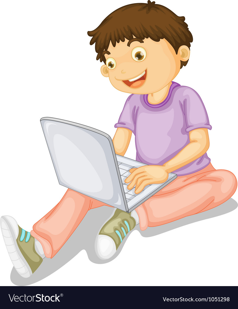 A boy and laptop Royalty Free Vector Image - VectorStock