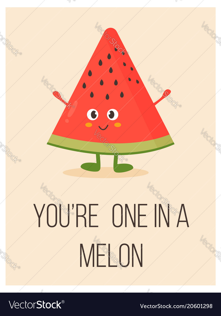 bright poster with cute cartoon watermelon vector image