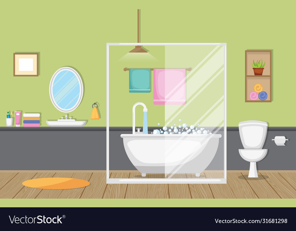 Classic bathroom interior clean room wooden Vector Image