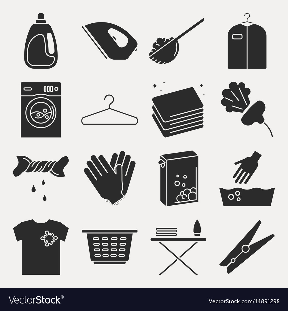 Collection of laundry icons set of housework Vector Image