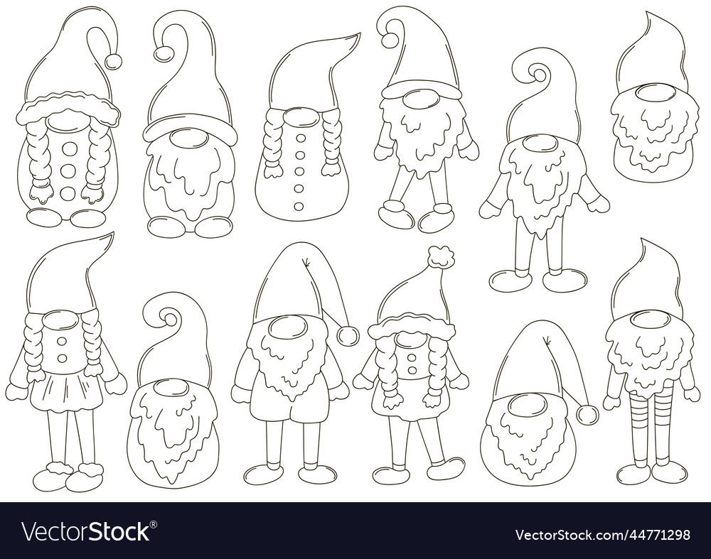 Coloring christmas with gnomes Royalty Free Vector Image