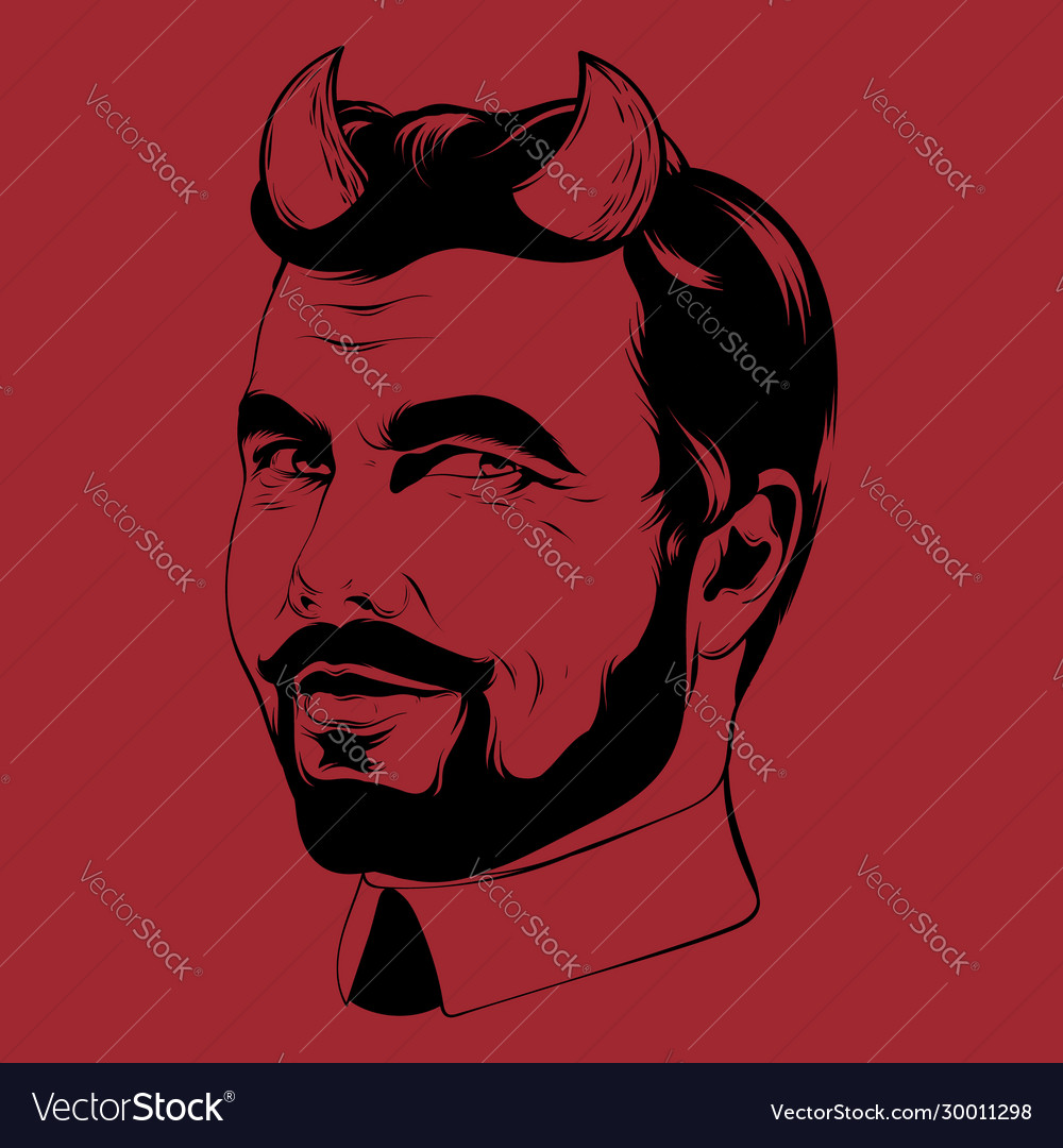 Hand drawn man with beard and Royalty Free Vector Image