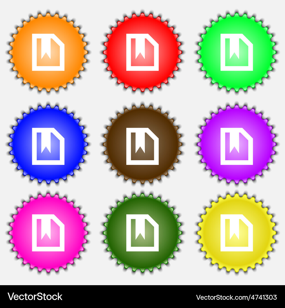 Bookmark icon sign a set of nine different colored