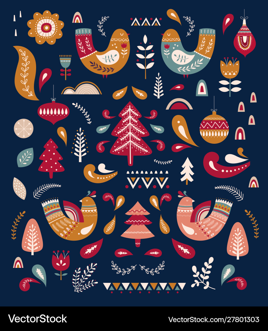 Christmas decorative elements Royalty Free Vector Image