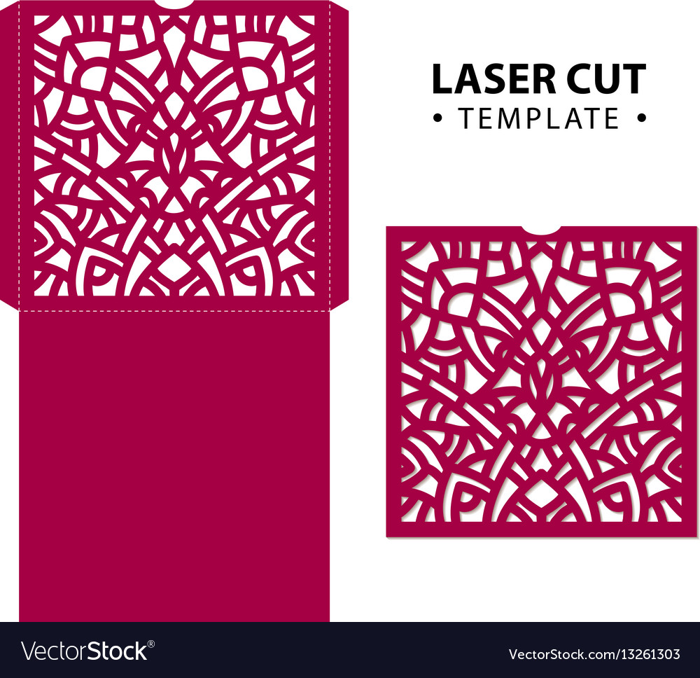 Laser cut envelope card temlate with Royalty Free Vector