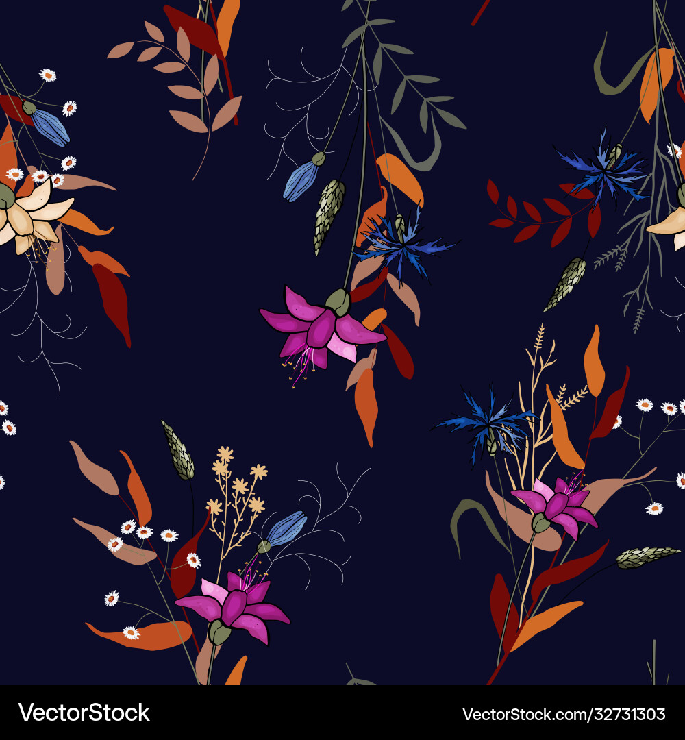 Realistic isolated seamless flower pattern Vector Image