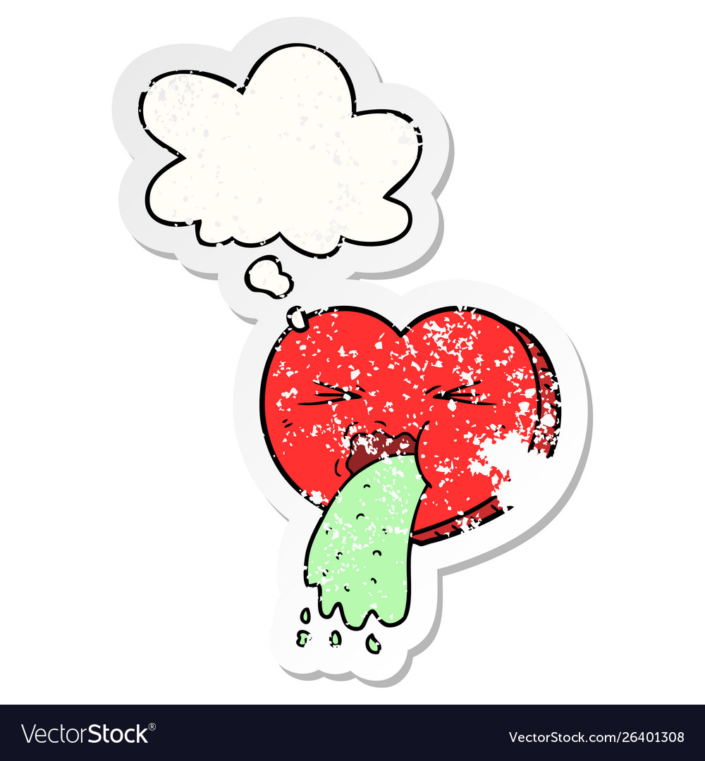 Cartoon love sick heart and thought bubble Vector Image