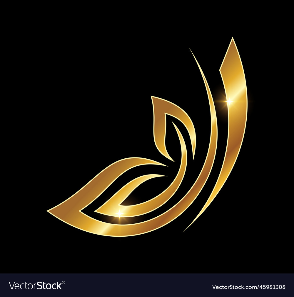 Golden butterfly leaf logo icon Royalty Free Vector Image