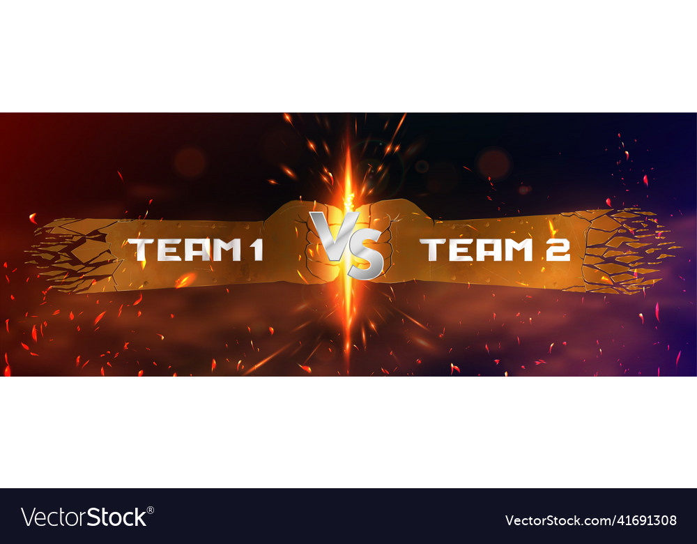 Hot versus battle banner team 1 vs 2 Royalty Free Vector