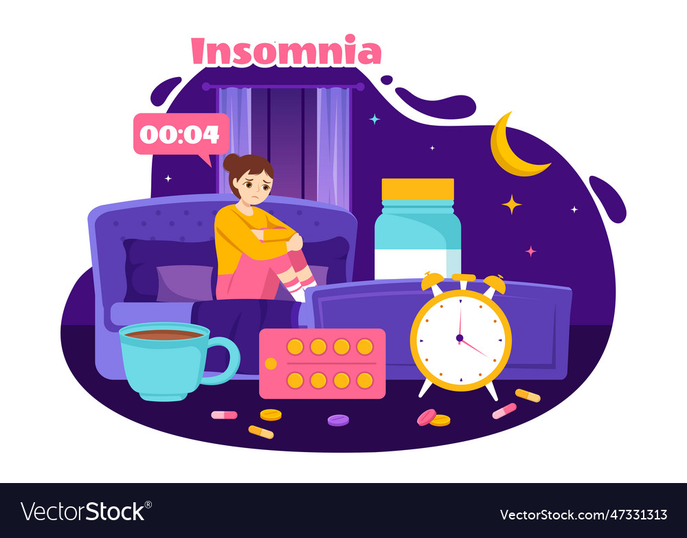 Insomnia with young people unable to sleep Vector Image