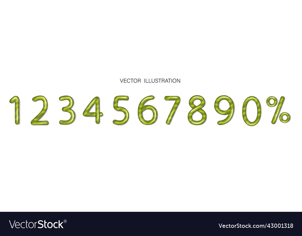 Cartoon set of 3d green numbers Royalty Free Vector Image