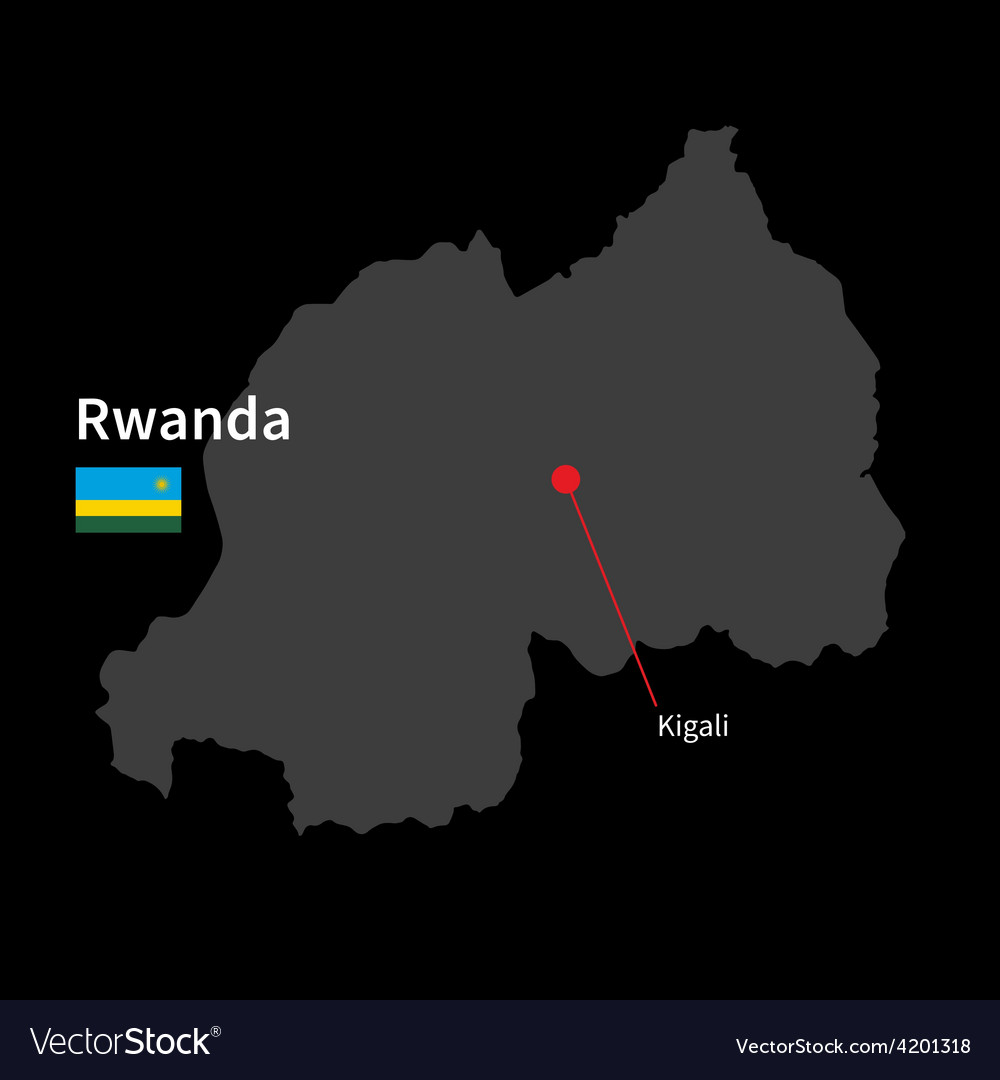 Detailed map of rwanda and capital city kigali Vector Image