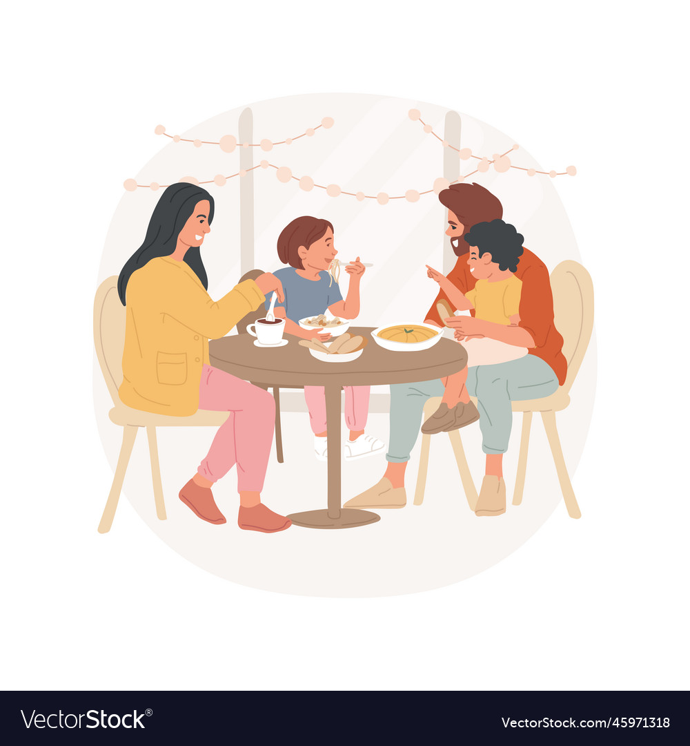 Eating at the restaurant isolated cartoon Vector Image