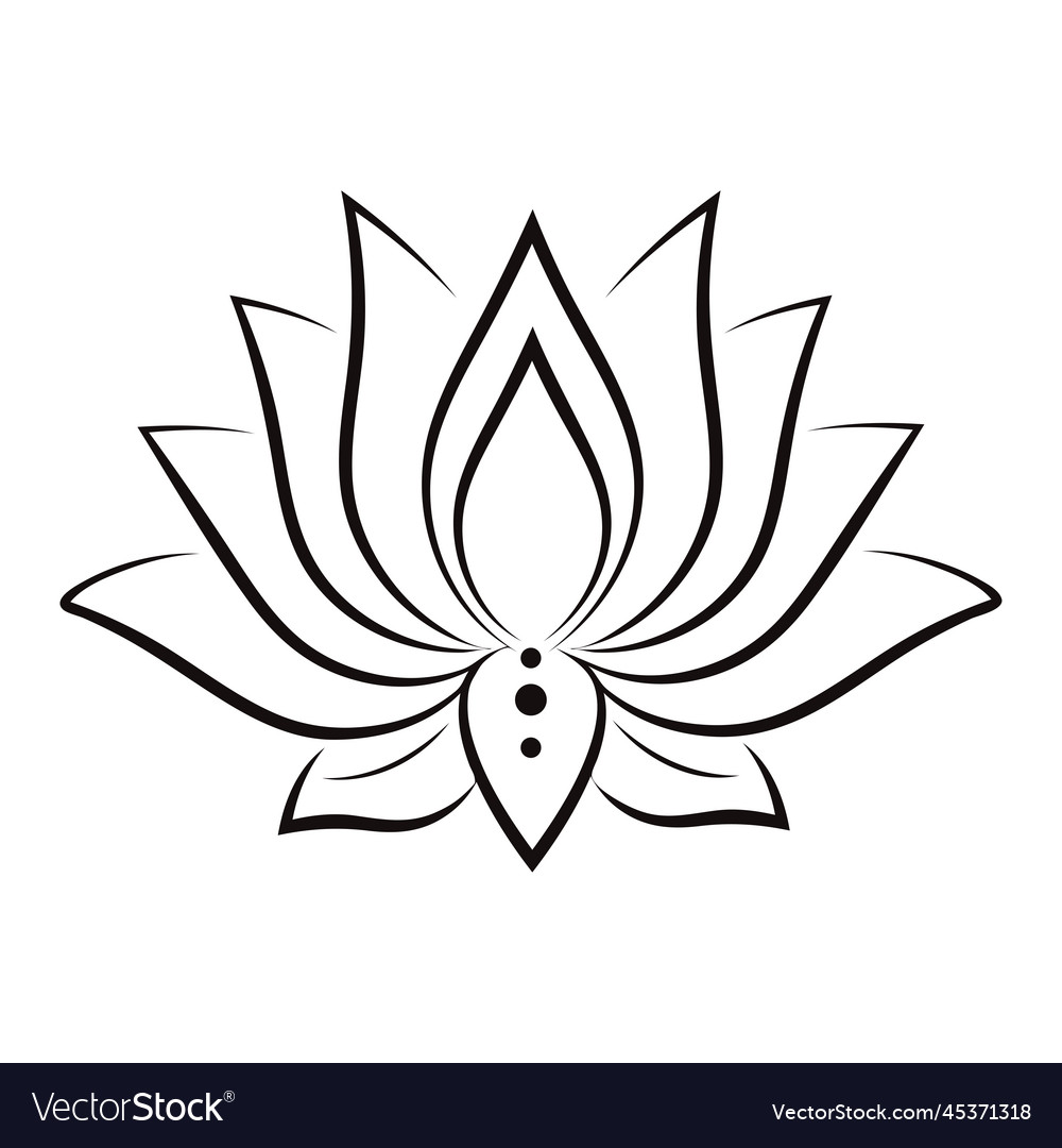 Filigree lotus flower black hand drawn Royalty Free Vector