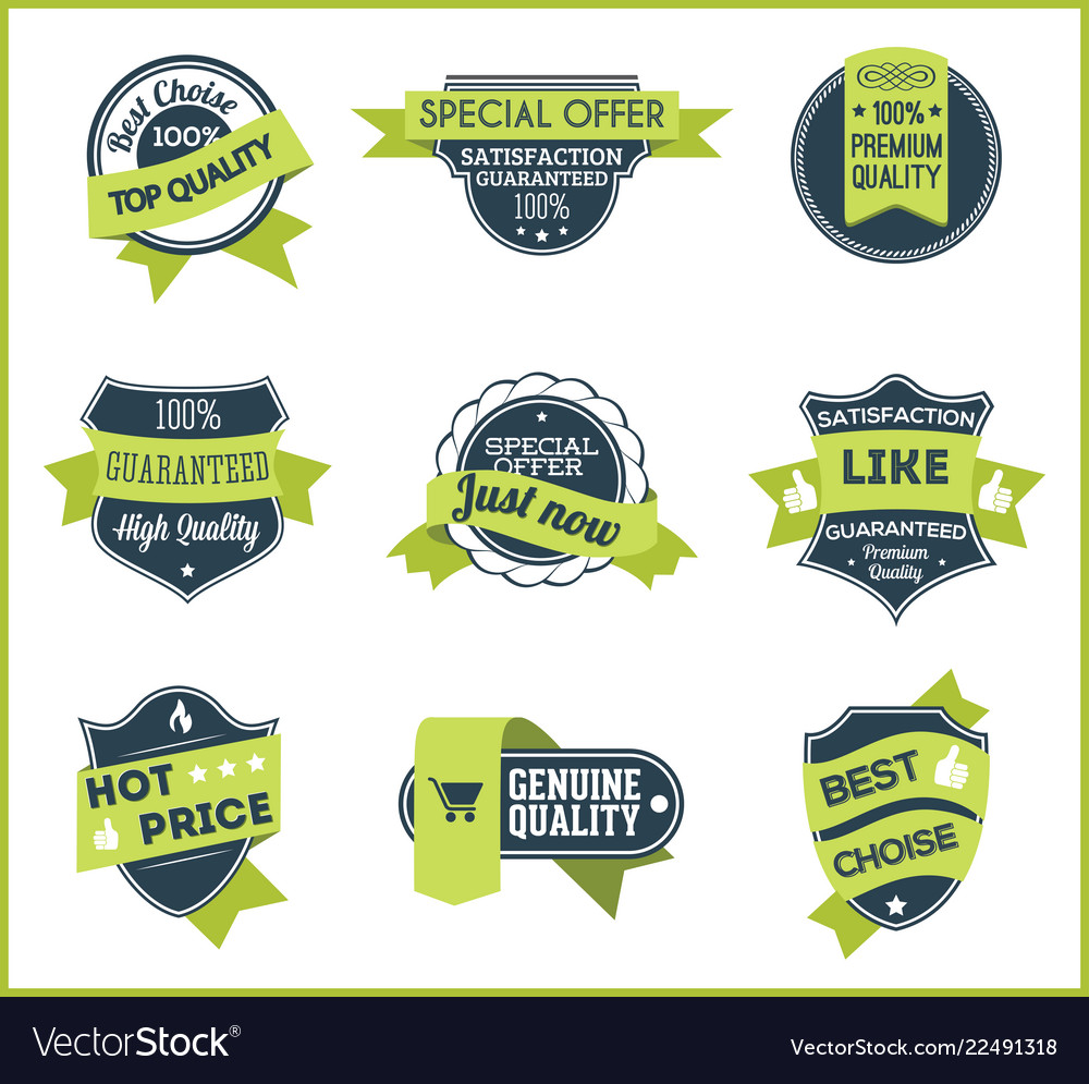Green marketing labels set 5 Royalty Free Vector Image