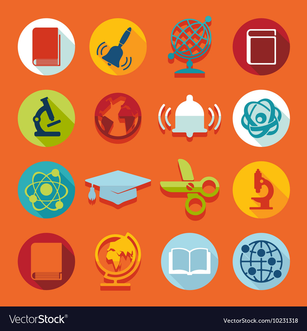 Set Of Education Flat Icons Royalty Free Vector Image