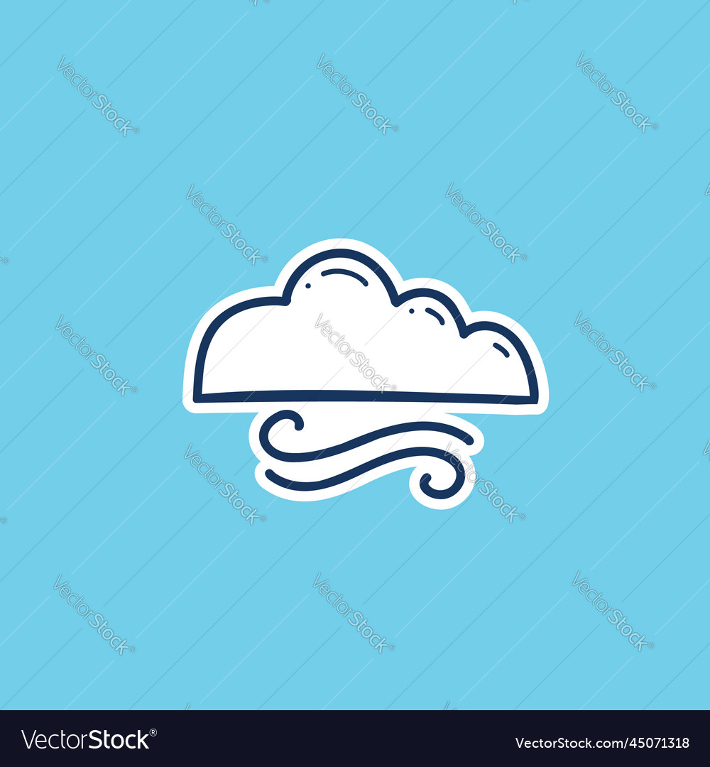 Windy weather icon doodle hand drawing outline Vector Image